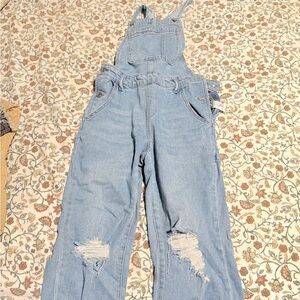 Wild Fable Light Blue Distressed Denim Overalls
